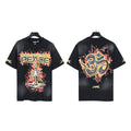 Trendy American Retro H Hell Star Series Printed T Shirt
