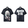 Trendy American Retro H Hell Star Series Printed T Shirt