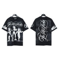 Trendy American Retro H Hell Star Series Printed T Shirt