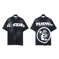 Trendy American Retro H Hell Star Series Printed T Shirt