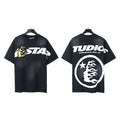 Trendy American Retro H Hell Star Series Printed T Shirt