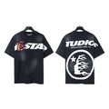 Trendy American Retro H Hell Star Series Printed T Shirt