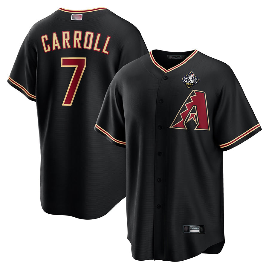 Leonaf A.Diamondbacks #7 Corbin Carroll Player Black World Series Replica Personalized Stitched Jerseys