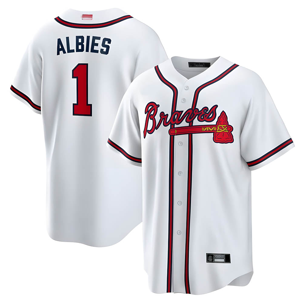 Leonaf A.Braves #1 Ozzie Albies Player White Alternate Stitched Jerseys