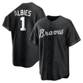 Leonaf A.Braves #1 Ozzie Albies Player Black&White Replica Stitched Jerseys