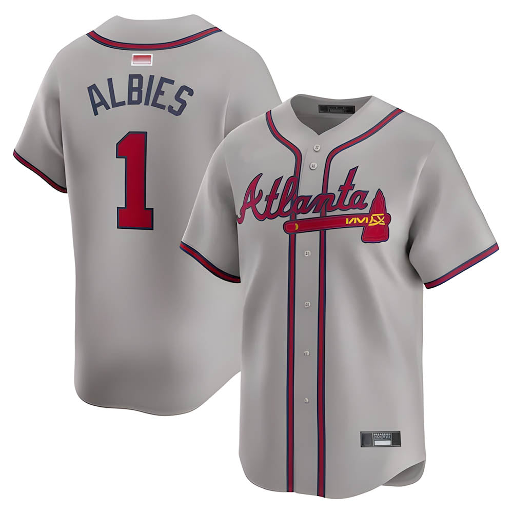 Leonaf A.Braves #1 Ozzie Albies Player Gray Vapor Premier City Connect Premium Stitched Jerseys