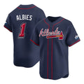 Leonaf A.Braves #1 Ozzie Albies Player Navy Limited 2025 Speedway Classic Alternate Stitched Jerseys