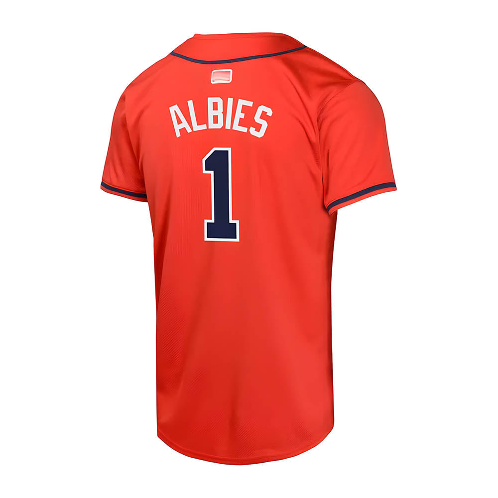 Leonaf A.Braves #1 Ozzie Albies Player Red Limited Stitched Jerseys