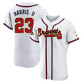 Leonaf A.Braves #23 Michael Harris II player White&Gold Authentic Program Stitched Jerseys