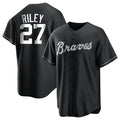 Leonaf A.Braves #27 Austin Riley Player Black&White Replica Stitched Jerseys