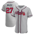 Leonaf A.Braves #27 Austin Riley Player Gray Authentic Road Stitched Jerseys