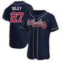 Leonaf A.Braves #27 Austin Riley Player Navy Authentic Alternate Stitched Jerseys