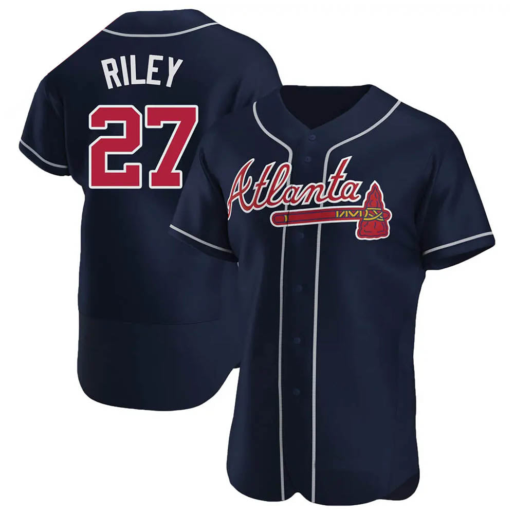 Leonaf A.Braves #27 Austin Riley Player Navy Authentic Alternate Stitched Jerseys
