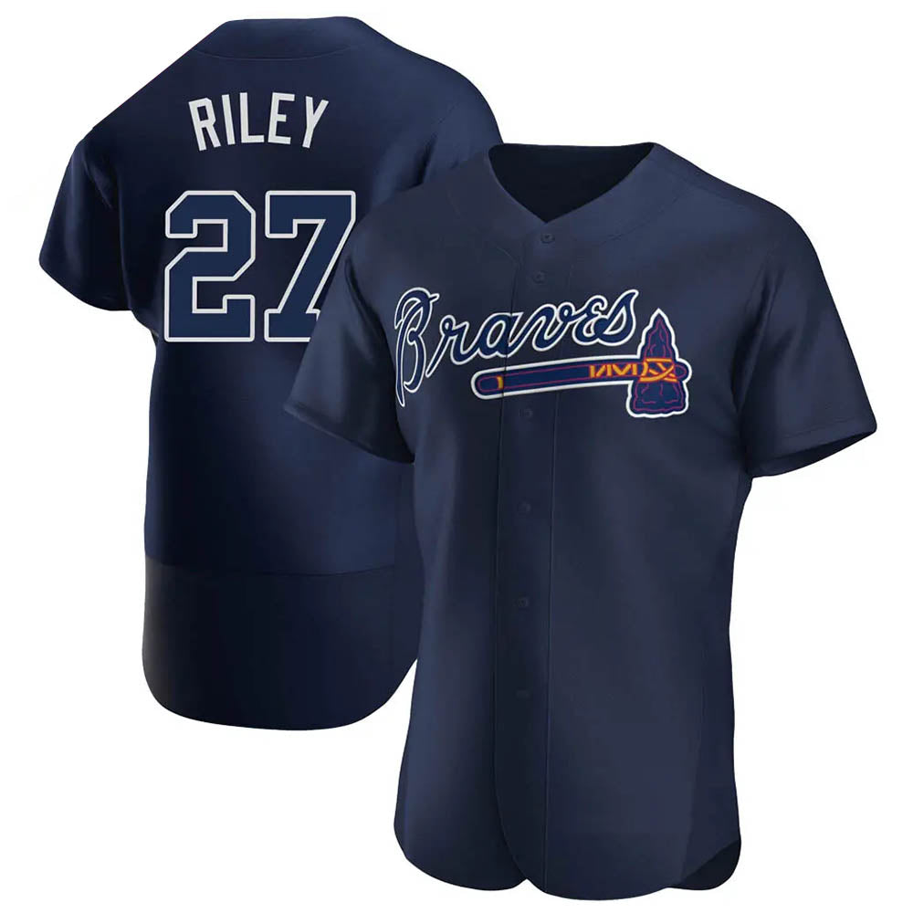 Leonaf A.Braves #27 Austin Riley Player Navy Authentic Alternate Team Stitched Jerseys