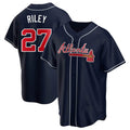 Leonaf A.Braves #27 Austin Riley Player Navy Replica Alternate Stitched Jerseys