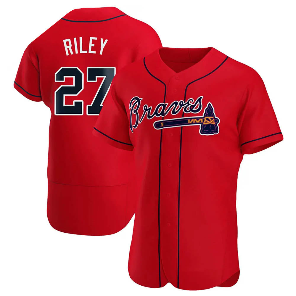 Leonaf A.Braves #27 Austin Riley Player Red Authentic Alternate Stitched Jerseys