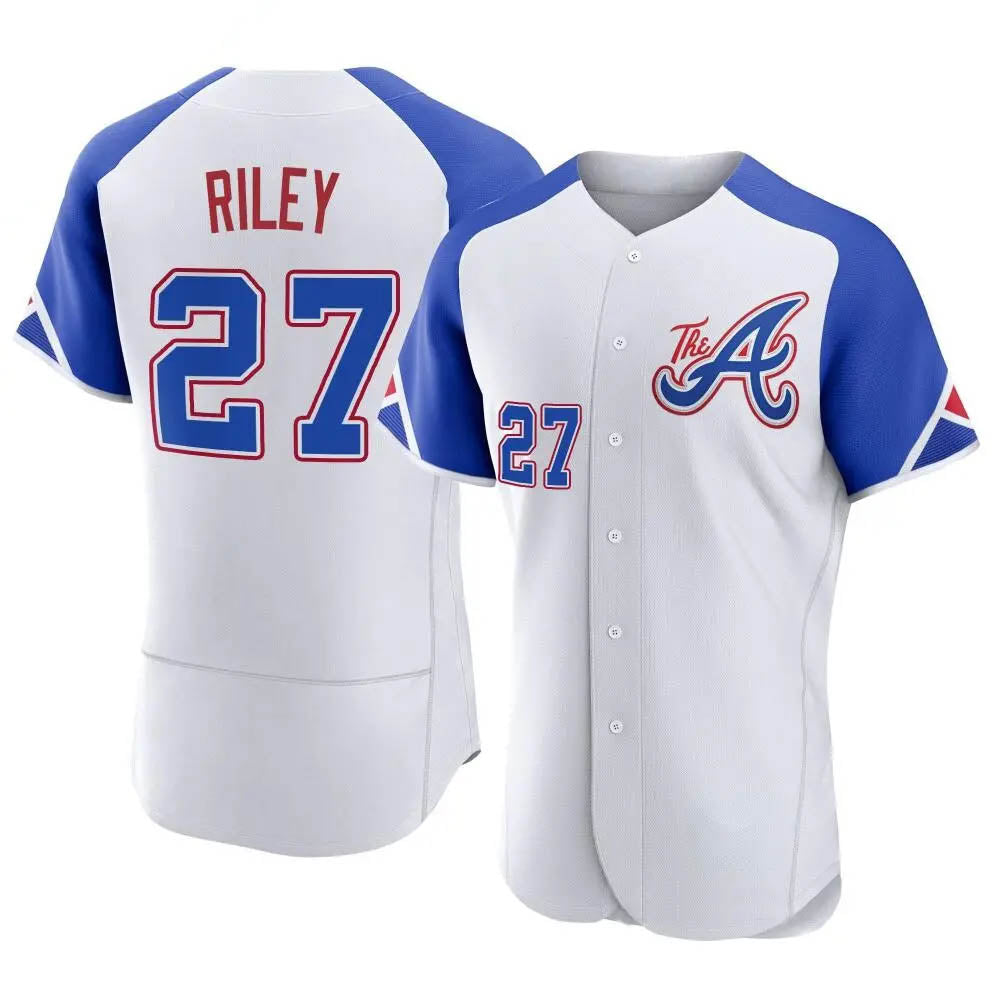 Leonaf A.Braves #27 Austin Riley Player White Authentic City Connect Stitched Jerseys