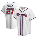 Leonaf A.Braves #27 Austin Riley Player White Replica Home Stitched Jerseys