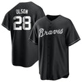 Leonaf A.Braves #28 Matt Olson Player Black&White Replica Stitched Jerseys