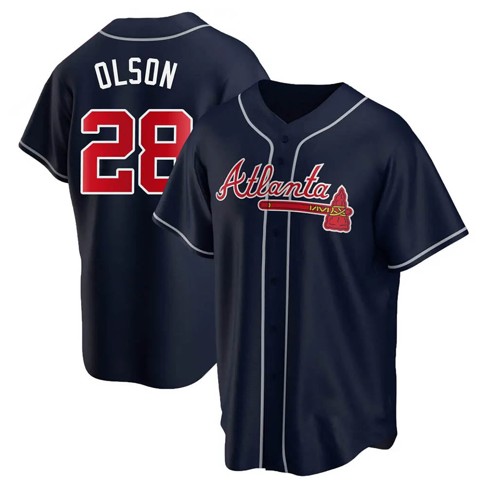 Leonaf A.Braves #28 Matt Olson Player Navy Replica Alternate Stitched Jerseys