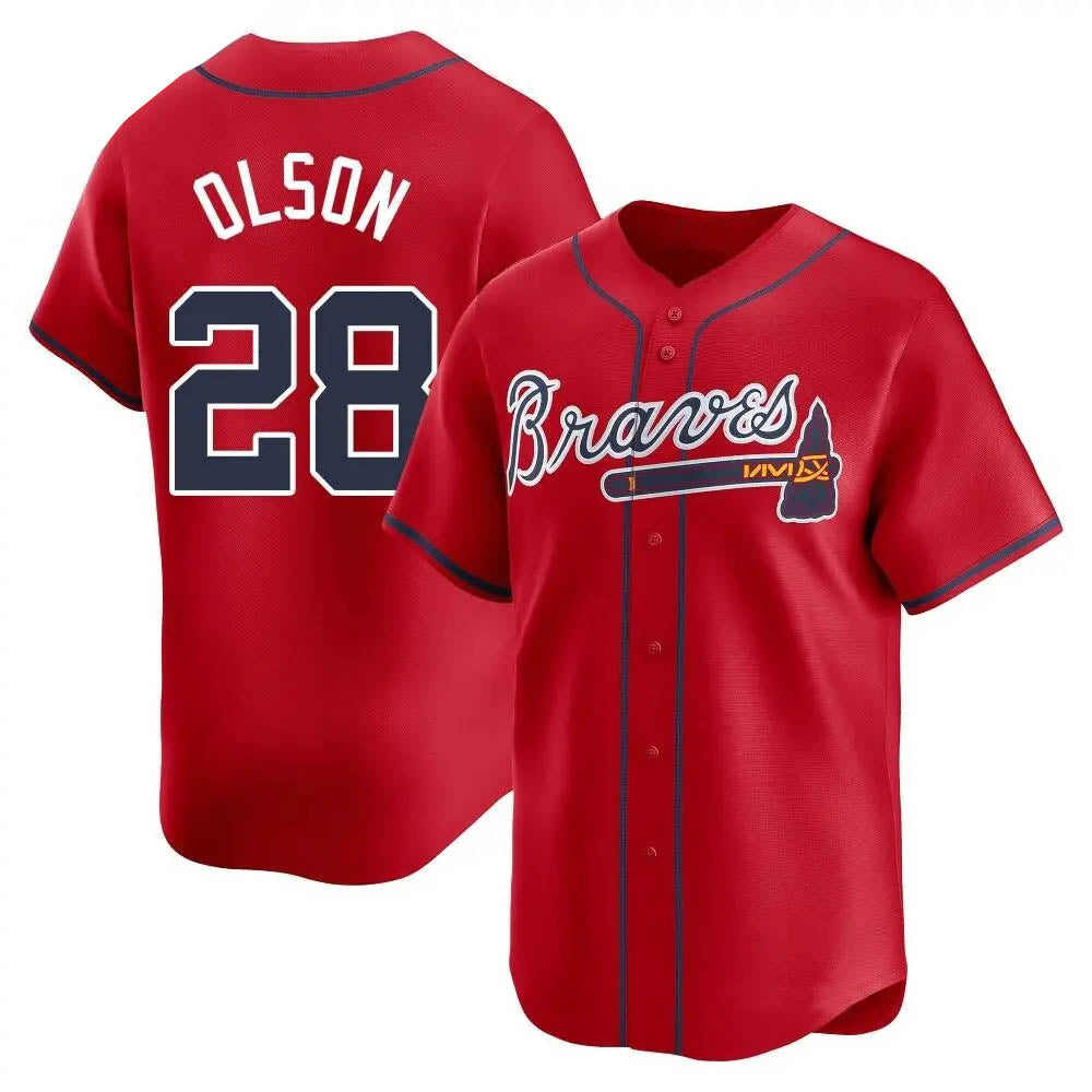Leonaf A.Braves #28 Matt Olson Player Red Limited Alternate Stitched Jerseys