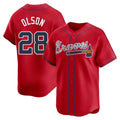 Leonaf A.Braves #28 Matt Olson Player Red Limited Alternate Stitched Jerseys