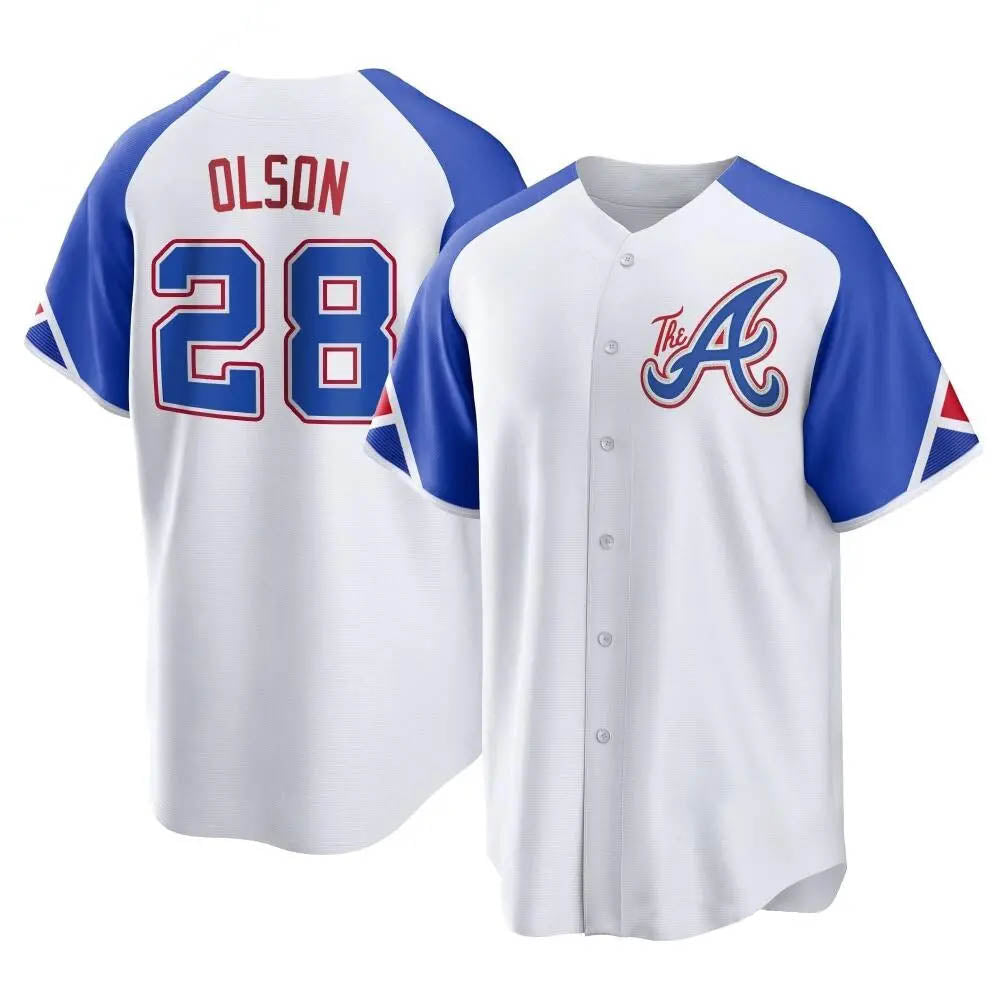 Leonaf A.Braves #28 Matt Olson Player White Replica City Connect Stitched Jerseys