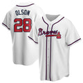 Leonaf A.Braves #28 Matt Olson Player White Replica Home Stitched Jerseys