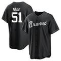 Leonaf A.Braves #51 Chris Sale Player White&Black Replica Stitched Jerseys