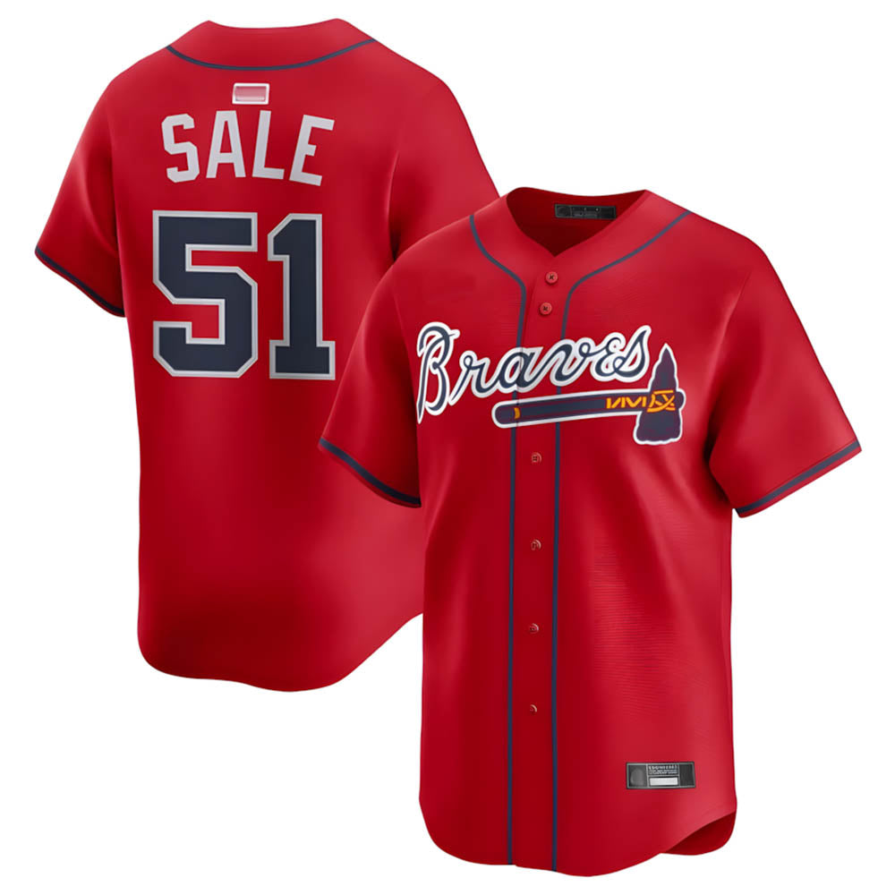 Leonaf A.Braves #51 Chris Sale Player Red Alternate Limited Stitched Jerseys