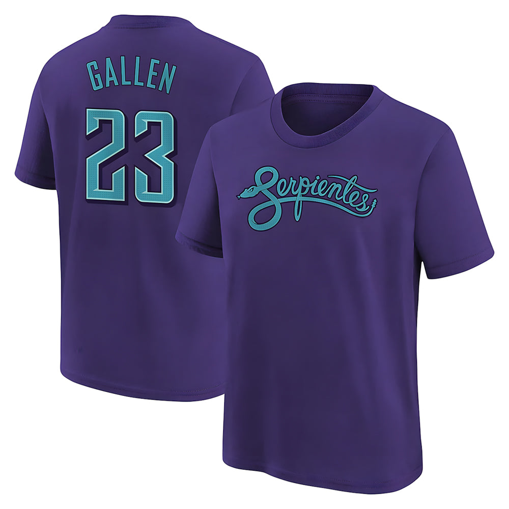 Leonaf A.Diamondbacks #23 Zac Gallen Player Purple Fuse City Connect round collar T shirt Stitched Jerseys