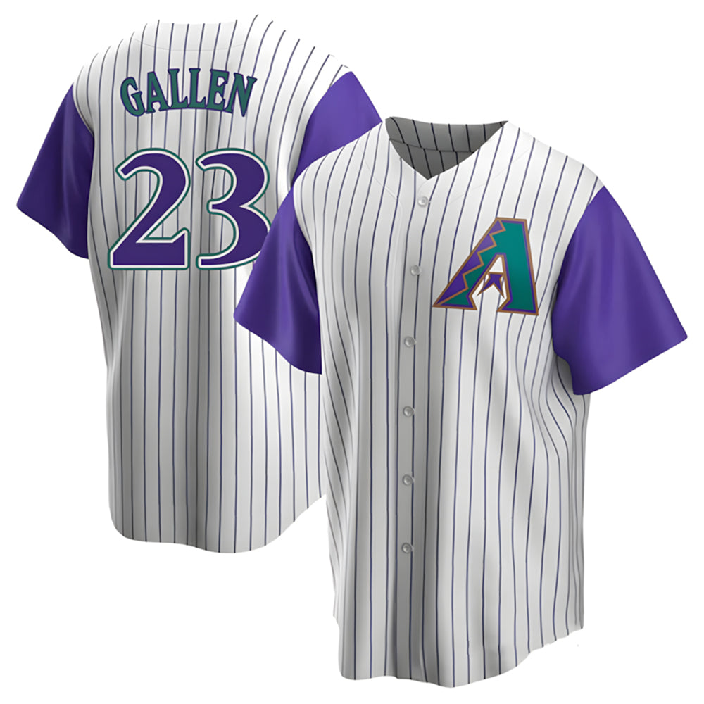 Leonaf A.Diamondbacks #23 Zac Gallen Player White-Purple Replica Stitched Jerseys