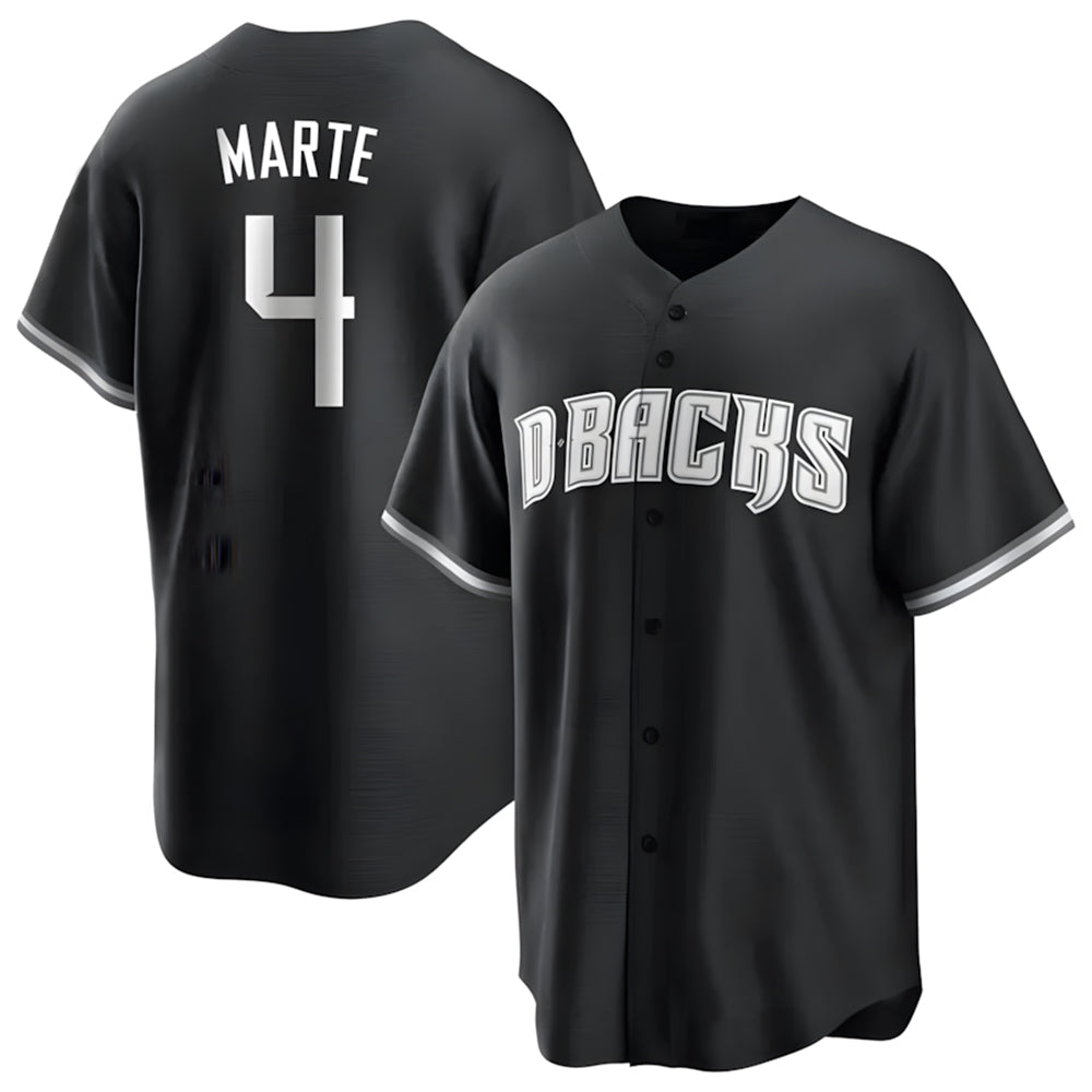 Leonaf A.Diamondbacks #4 Ketel Marte Player Black Pointed collar Replica Game Stitched Jerseys