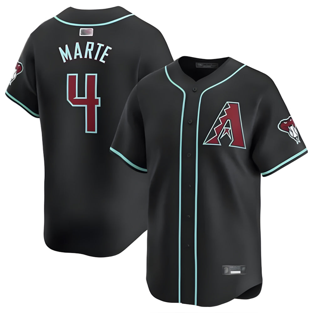 Leonaf A.Diamondbacks #4 Ketel Marte Player Black Replica Game Stitched Jerseys
