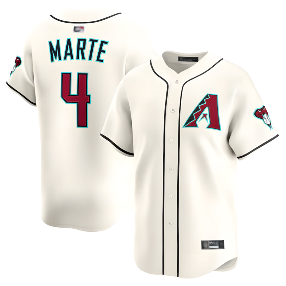 Leonaf A.Diamondbacks #4 Ketel Marte Player Cream Limited Stitched Jerseys