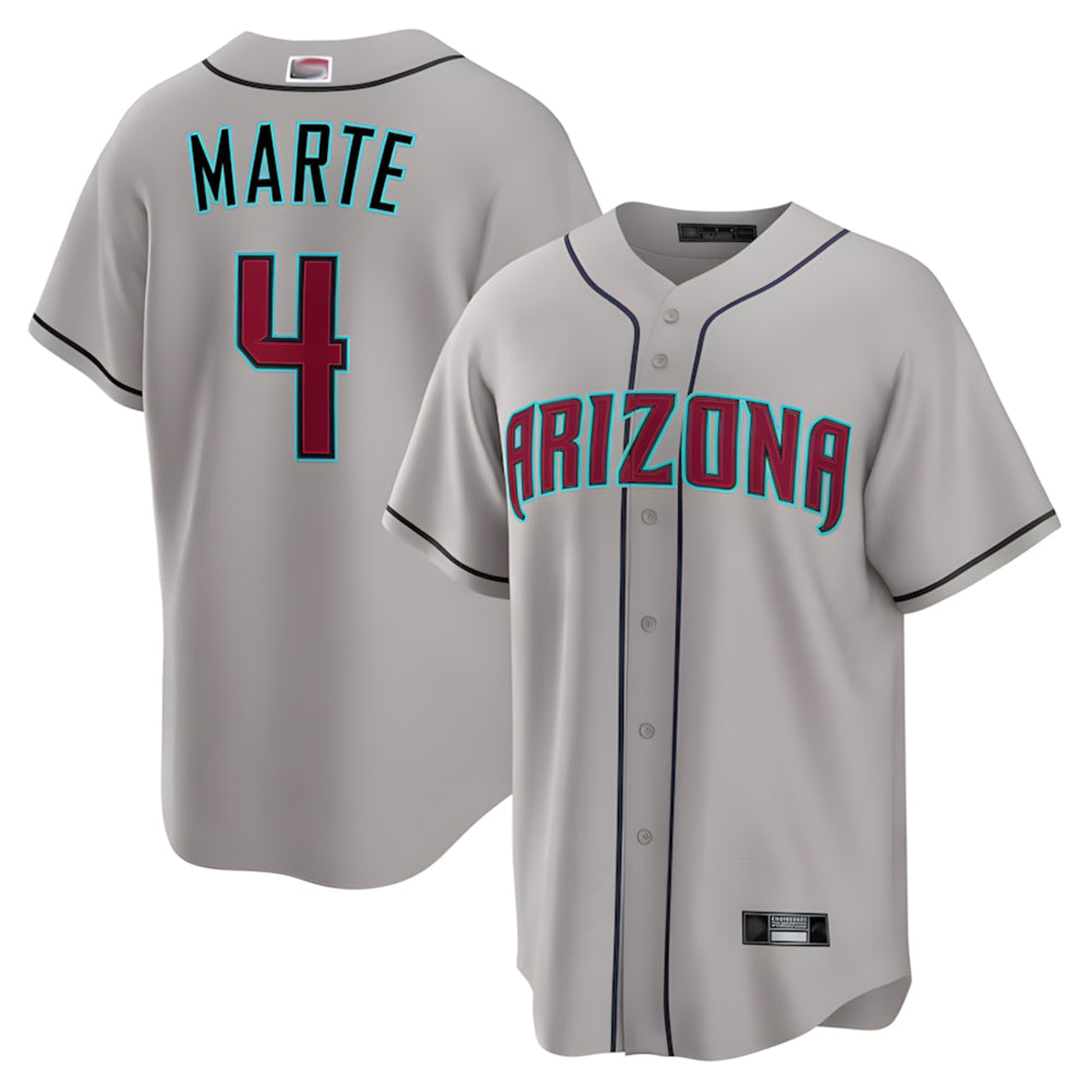 Leonaf A.Diamondbacks #4 Ketel Marte Player Gray Home Game Stitched Jerseys