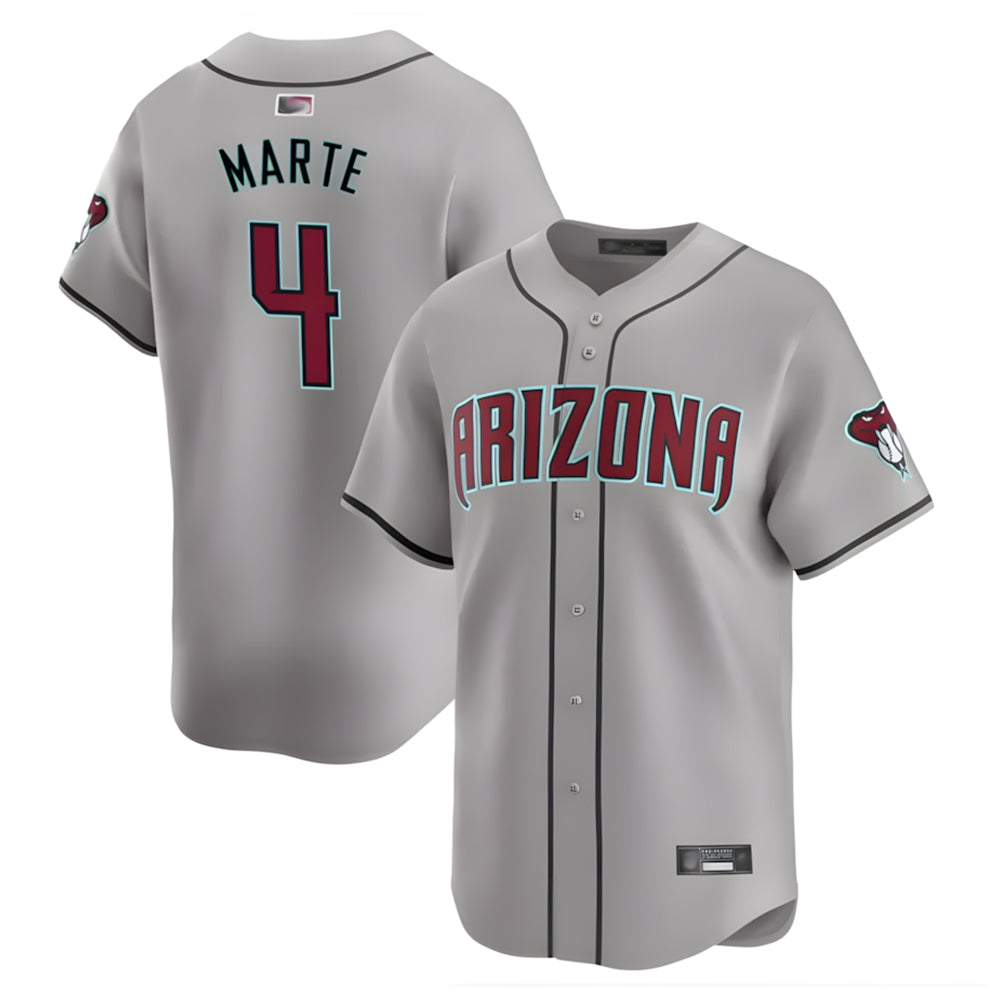 Leonaf A.Diamondbacks #4 Ketel Marte Player Gray Replica Game Stitched Jerseys