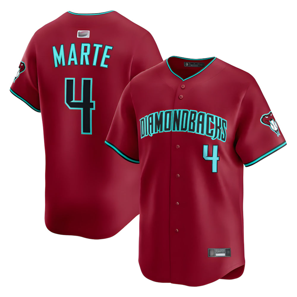 Leonaf A.Diamondbacks #4 Ketel Marte Player Red Home Limited Stitched Jerseys