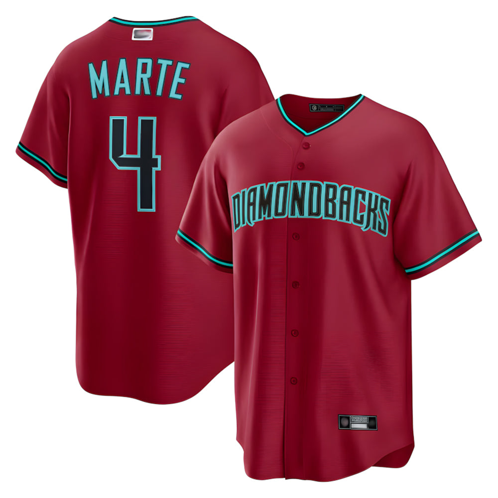Leonaf A.Diamondbacks #4 Ketel Marte Player Red Home Replica Stitched Jerseys