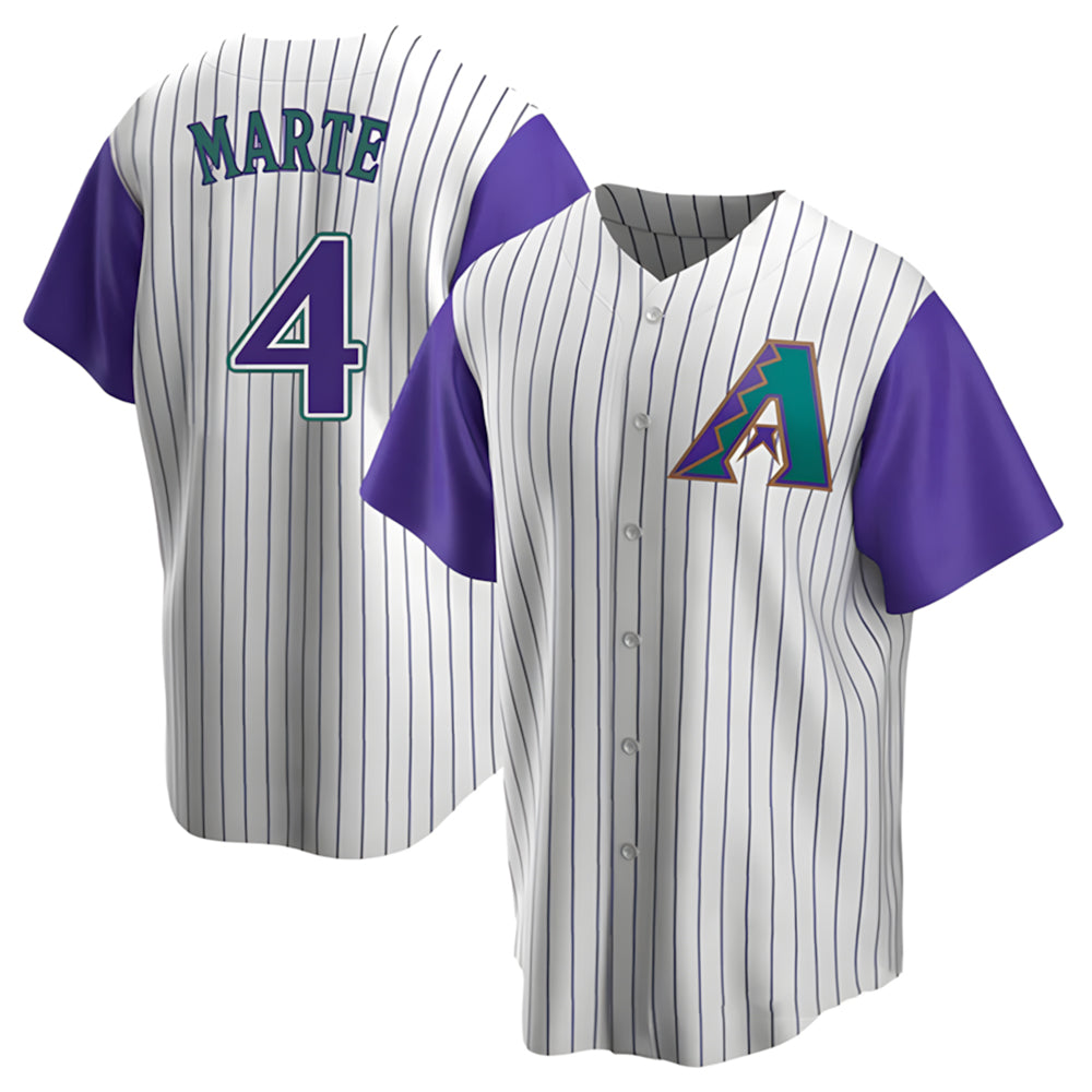 Leonaf A.Diamondbacks #4 Ketel Marte Player White-Purple Limited Stitched Jerseys