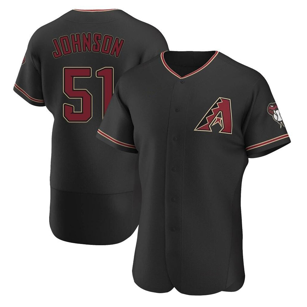 Leonaf A.Diamondbacks #51 Randy Johnson Player Black Authentic Alternate Stitched Jerseys