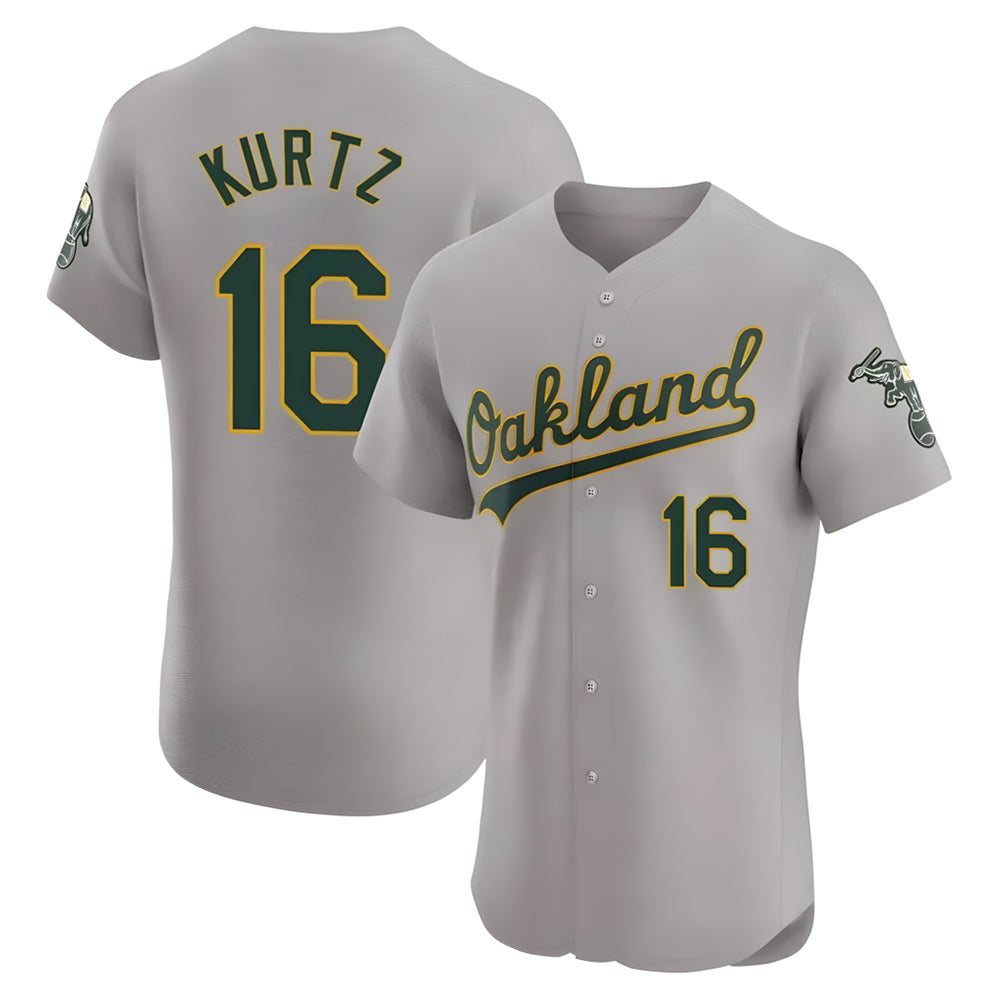 Leonaf Athletics #16 Nick Kurtz Player Gray Elite Road Stitched Jerseys