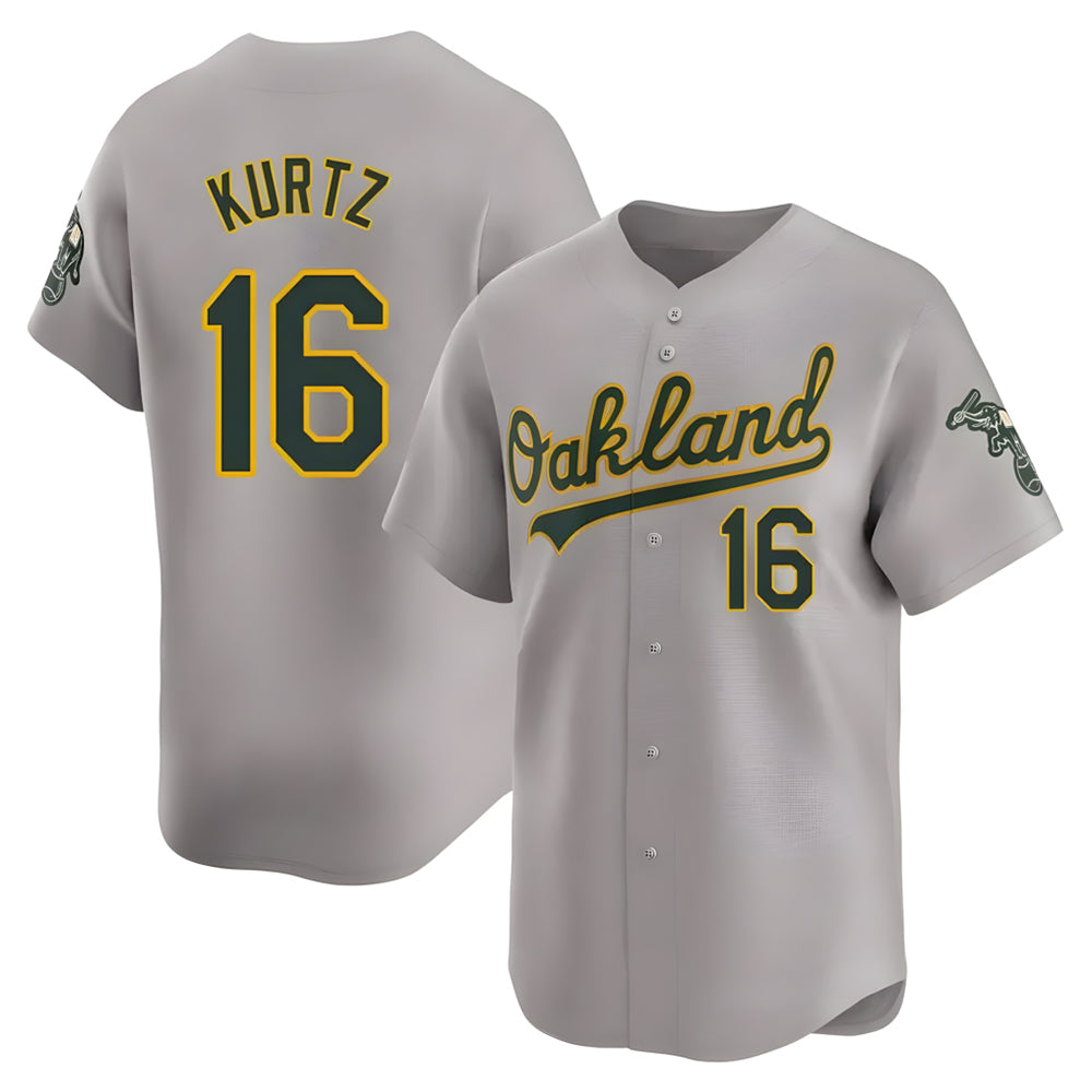 Leonaf Athletics #16 Nick Kurtz Player Grey Home Limited Stitched Jerseys