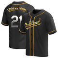 Leonaf Athletics #21 Tyler Soderstrom Player Black Golden Replica Alternate Stitched Jersey