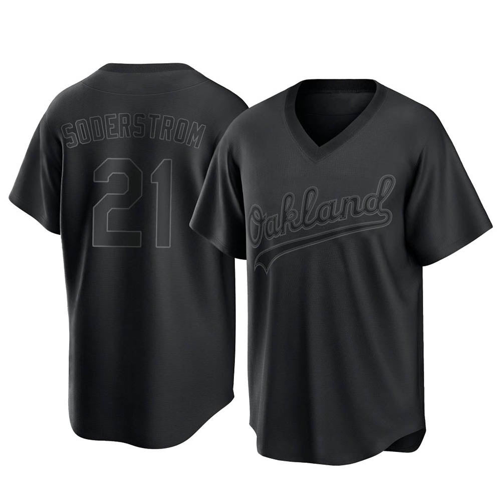 Leonaf Athletics #21 Tyler Soderstrom Player Black Replica Pitch Fashion Stitched Jersey