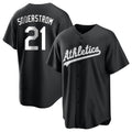 Leonaf Athletics #21 Tyler Soderstrom Player Black&White Replica Stitched Jersey