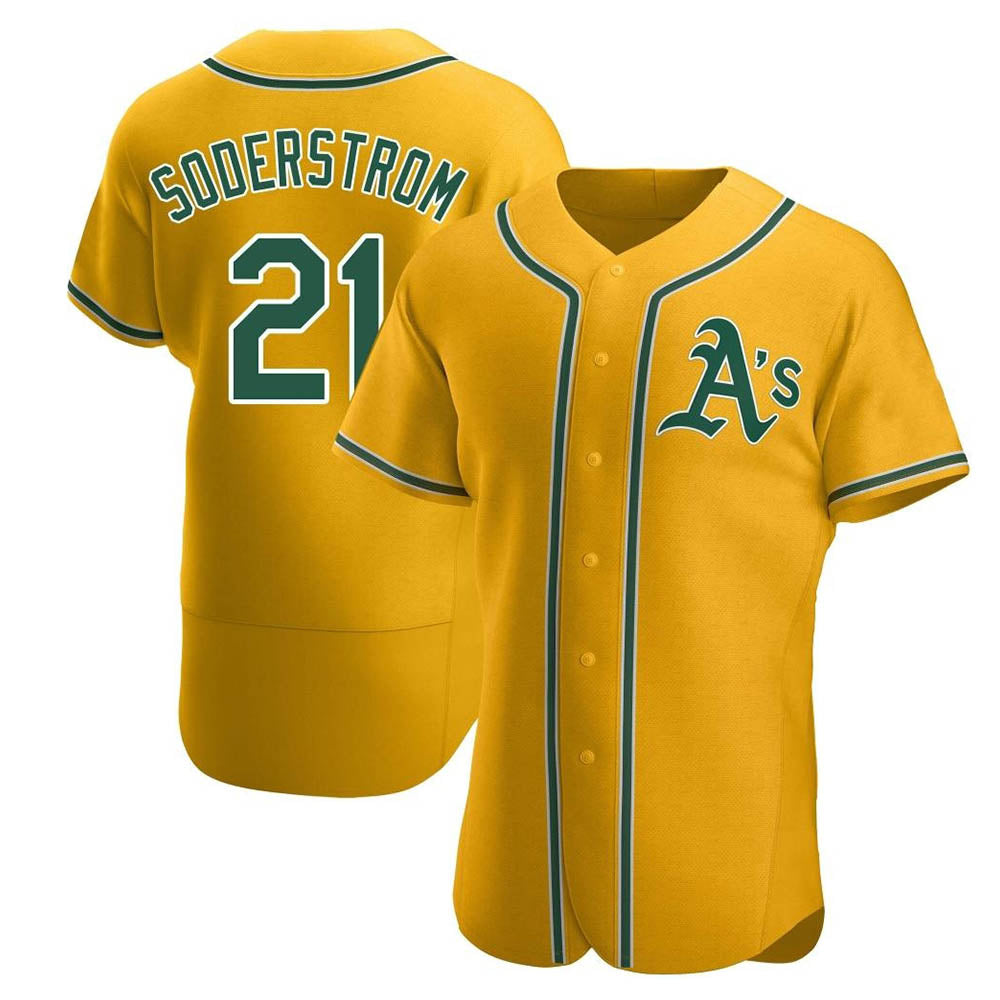 Leonaf Athletics #21 Tyler Soderstrom Player Gold Authentic Alternate Stitched Jersey