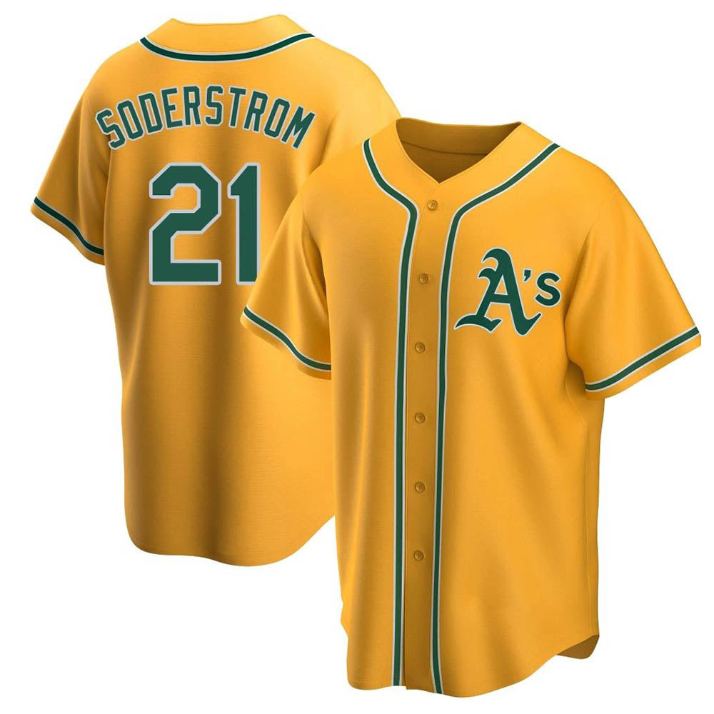 Leonaf Athletics #21 Tyler Soderstrom Player Gold Replica Alternate Stitched Jersey
