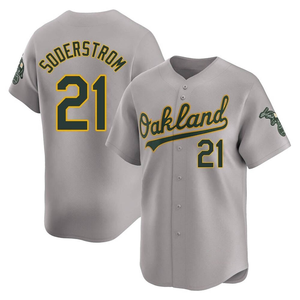 Leonaf Athletics #21 Tyler Soderstrom Player Gray Limited Away Stitched Jersey