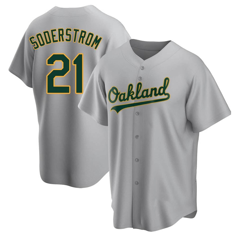Leonaf Athletics #21 Tyler Soderstrom Player Gray Replica Road Stitched Jersey